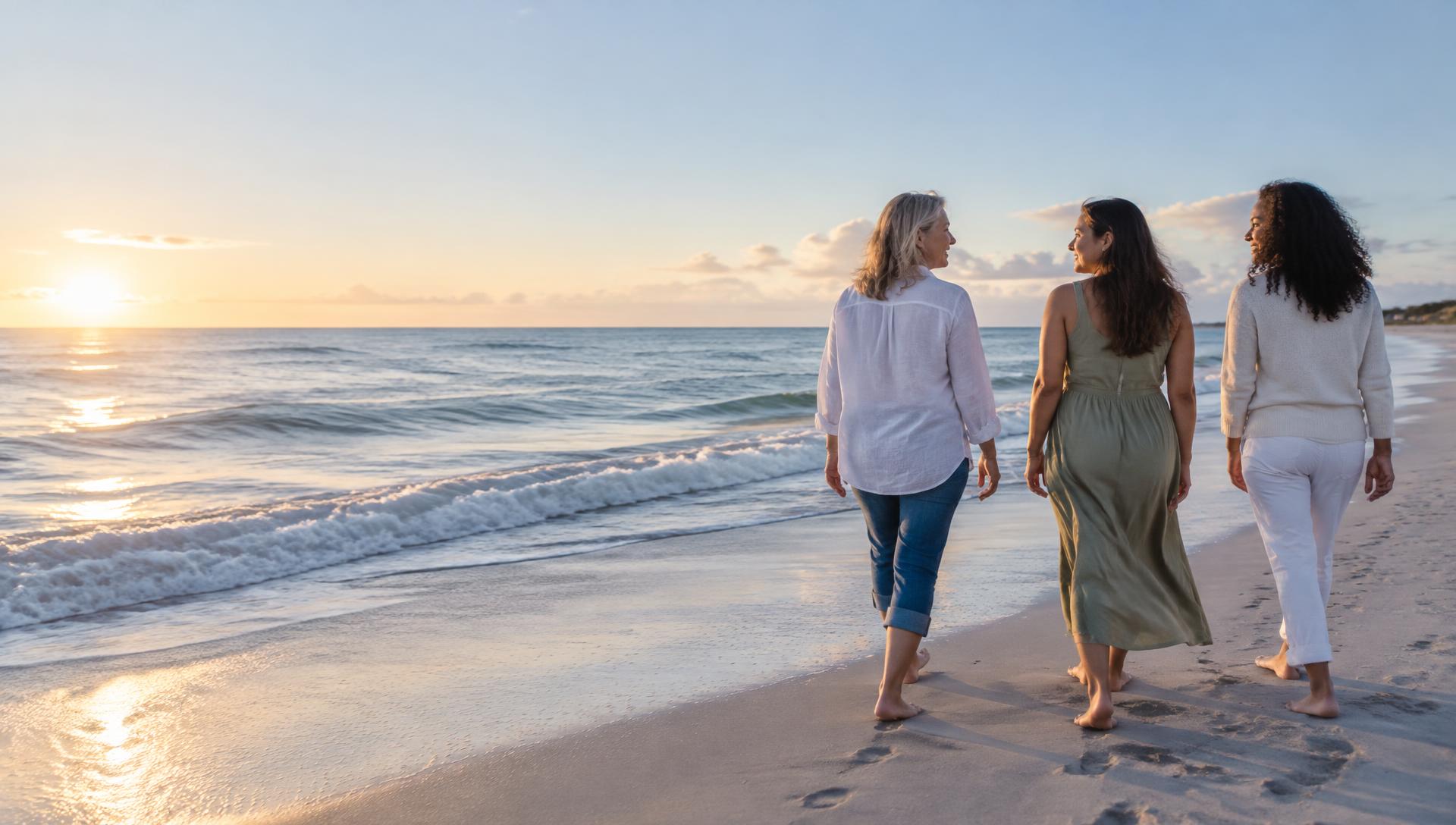 Women walking together along Florida's coastline